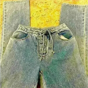 Newport News Jeanology vintage lace up y2k jean size 4 90s